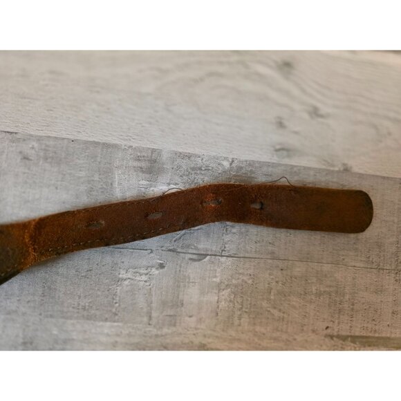 Vintage Coach Leather & Canvas Belt With Brass Buckle 40" Size Made In USA - Picture 5 of 7